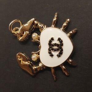 CC Gold and White Crab Pendant Charm
